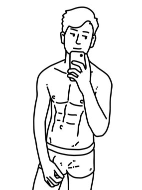 Siyah ve beyaz renkli yakışıklı adam çizgi filmi.