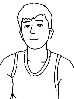 Siyah ve beyaz renkli yakışıklı adam çizgi filmi.