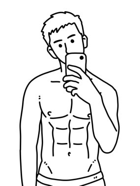 Siyah ve beyaz renkli yakışıklı adam çizgi filmi.