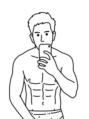 Siyah ve beyaz renkli yakışıklı adam çizgi filmi.