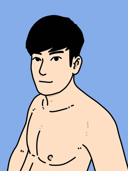 青い背景の可愛い男漫画 — ストック写真