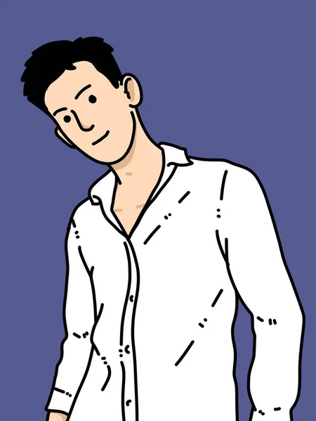 Roztomilý Muž Karikatura Modrém Pozadí — Stock fotografie