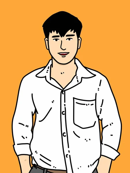 cute man cartoon on orange background