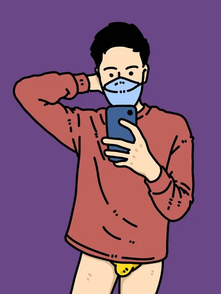 Cute Man Cartoon Purple Background — Stock Photo, Image