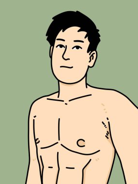 Yeşil arka planda sevimli bir adam çizgi filmi