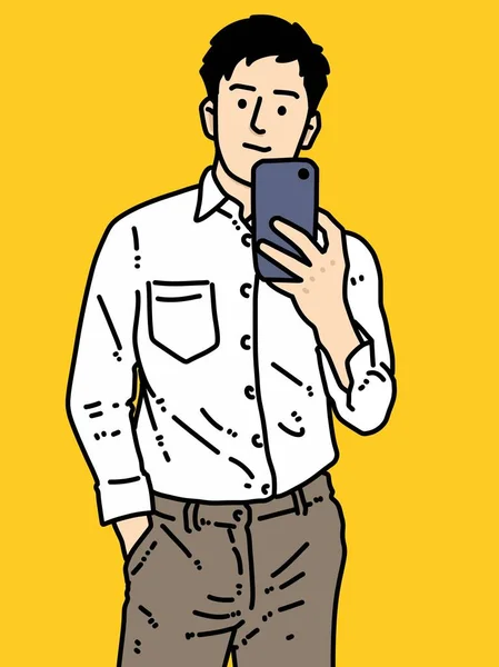 黄色の背景のかわいい男漫画 — ストック写真