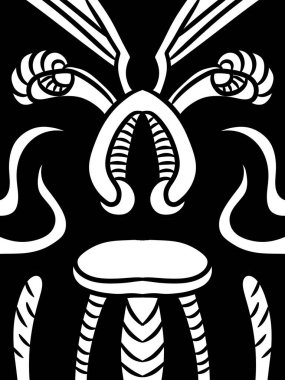 Canavar çizgi filminden siyah beyaz