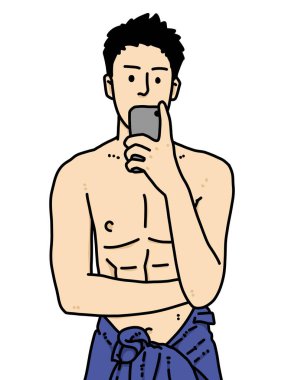 Beyaz arka planda sevimli bir adam çizgi filmi