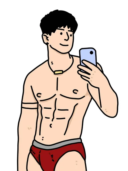 白い背景のかわいい男漫画 — ストック写真