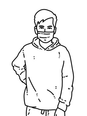 Sırt ve beyaz, boyama için sevimli erkek çizgi filmi.