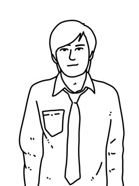 Sırt ve beyaz, boyama için sevimli erkek çizgi filmi.