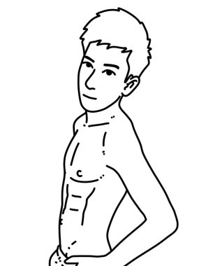 Sırt ve beyaz, boyama için sevimli erkek çizgi filmi.