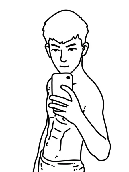 Espalda Blanco Dibujos Animados Hombre Lindo Para Colorear —  Fotos de Stock