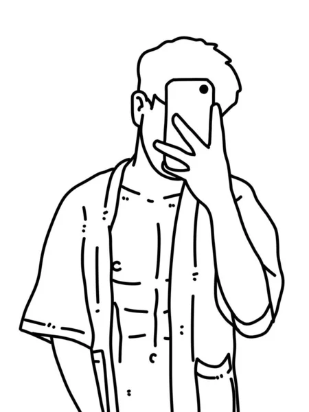 Rug Wit Van Schattige Man Cartoon Voor Het Kleuren — Stockfoto