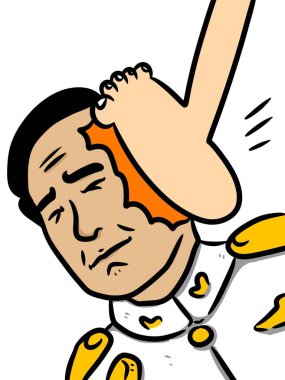 Kötü bir adamın tekme karikatürü.