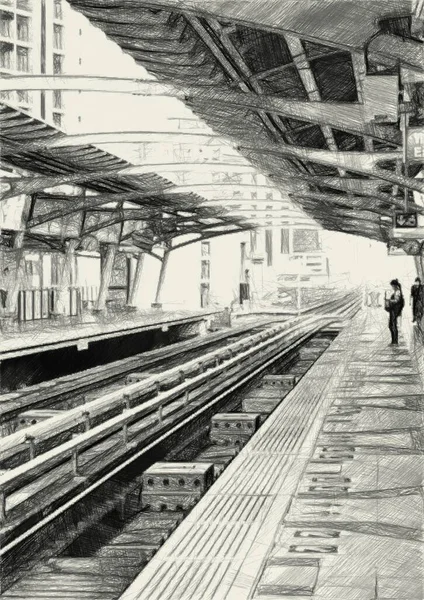 Negro Blanco Estatua Del Tren —  Fotos de Stock