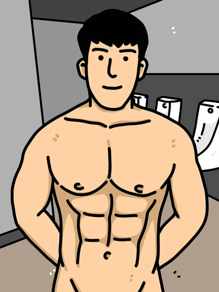 トイレで可愛い男漫画 — ストック写真