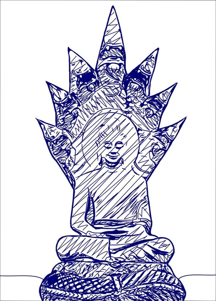 Сине Белая Статуя Будды — стоковое фото