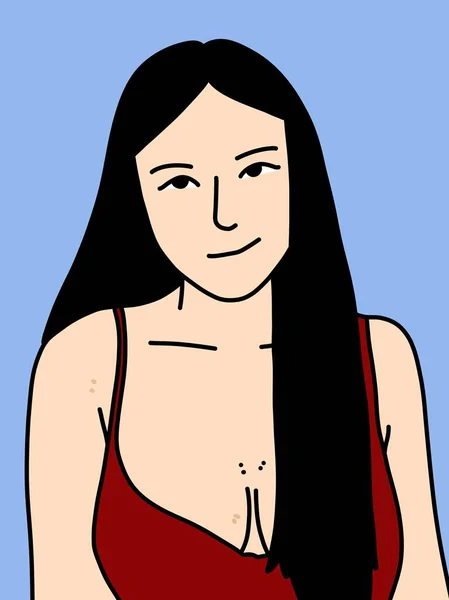 Mignon Femme Dessin Animé Sur Fond Bleu — Photo