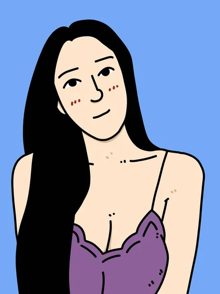 Cute Woman Cartoon Blue Background — Stock Photo, Image