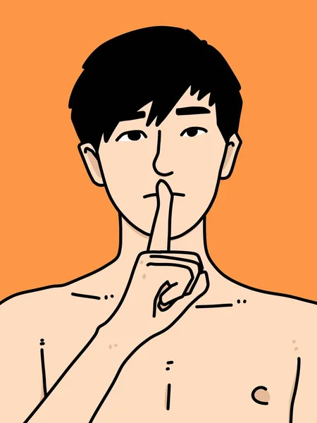 オレンジを背景にした可愛い男漫画 — ストック写真