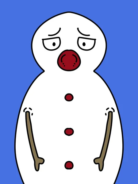 Снеговик Голубом Фоне — стоковое фото