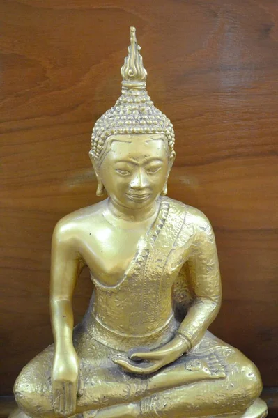 Närbild Guld Buddha Staty Templet — Stockfoto