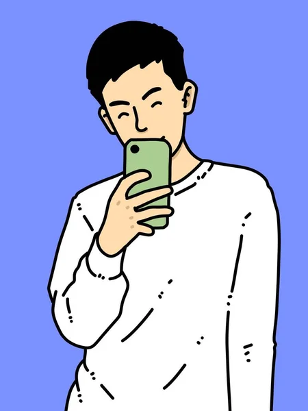 青い背景の可愛い男漫画 — ストック写真