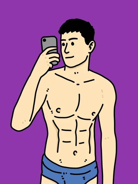 紫を背景にした可愛い男漫画 — ストック写真