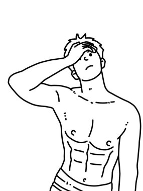 Siyah ve beyaz renkli yakışıklı adam çizgi filmi.