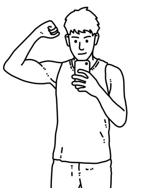 Siyah ve beyaz renkli yakışıklı adam çizgi filmi.