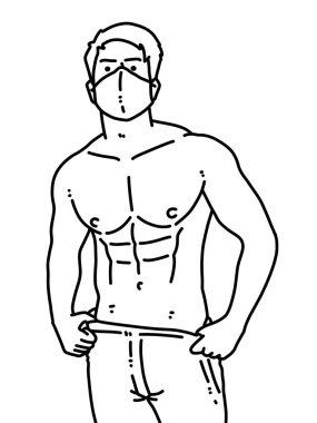 Siyah ve beyaz renkli yakışıklı adam çizgi filmi.