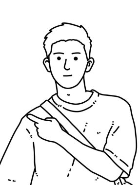 Siyah ve beyaz renkli yakışıklı adam çizgi filmi.