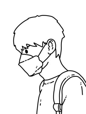 Siyah ve beyaz renkli yakışıklı adam çizgi filmi.