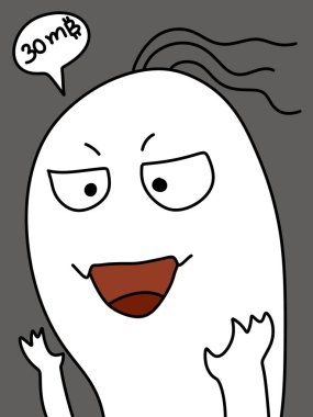 Gri arkaplanda sevimli hayalet karikatürü