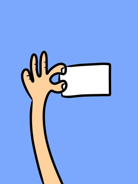 Hand Cartoon Blauwe Achtergrond — Stockfoto