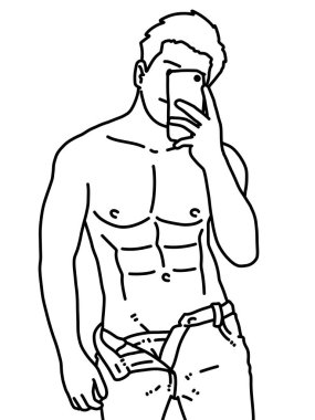 Siyah ve beyaz renkli yakışıklı adam çizgi filmi.