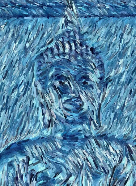 Blaue Farbe Der Buddha Statue — Stockfoto