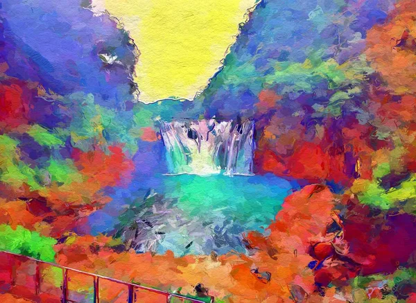 Kolor Sztuki Tła Wodospad — Zdjęcie stockowe