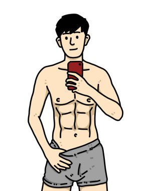 Beyaz arka planda sevimli bir adam çizgi filmi