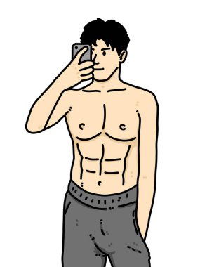 Beyaz arka planda sevimli bir adam çizgi filmi