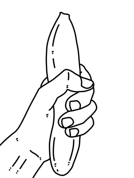 Svart Och Vitt Banan Hand Tecknad För Färg — Stockfoto