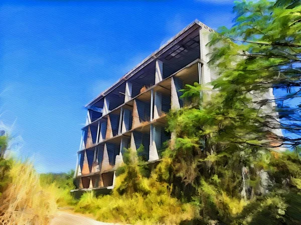 Kunst Farbe Des Gebäudes Hintergrund — Stockfoto