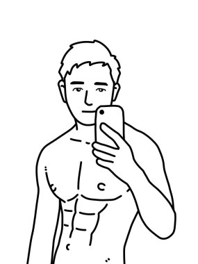 Siyah ve beyaz renkli yakışıklı adam çizgi filmi.