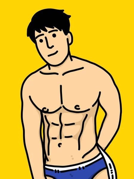 Mignon Homme Dessin Animé Sur Fond Jaune — Photo