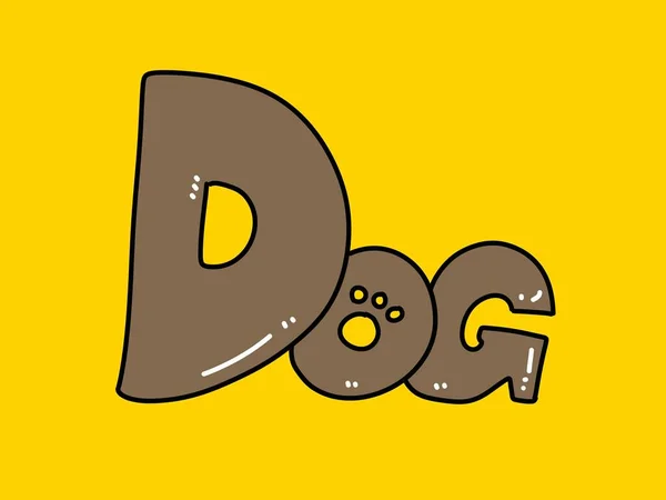 Text Dog Cartoon Yellow Background — Stock Photo, Image