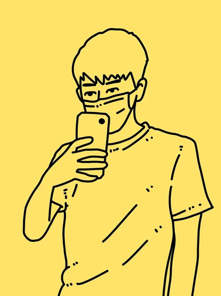 Mignon Homme Dessin Animé Sur Fond Jaune — Photo