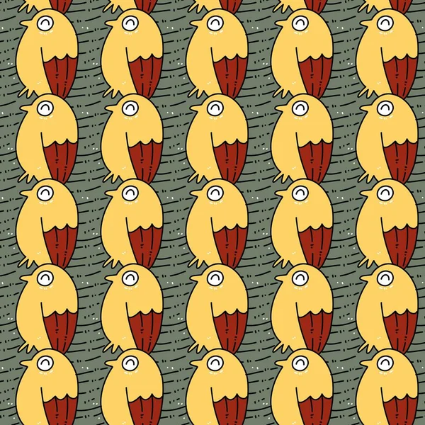 シームレスなパターン情報かわいい鳥の漫画 — ストック写真