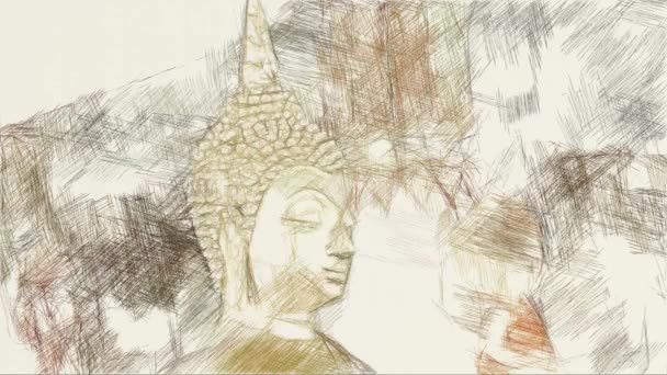 Τέχνη Χρώμα Του Αγάλματος Buddha — Αρχείο Βίντεο