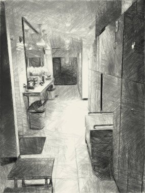 Evdeki siyah beyaz oda